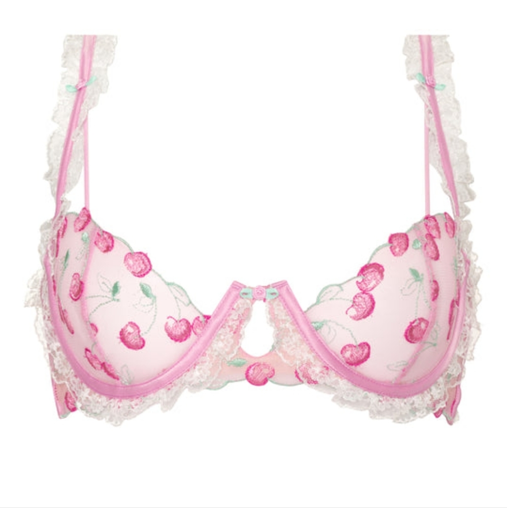 NWT For Love and Lemons Sweet Cherries Bra, Garter & Panties Set Loveshackfancy - Picture 2 of 9